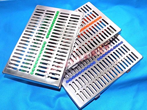 GERMAN STAINLESS 3 Dental Sterilization Cassette Rack Tray Box For 20 Surgical Instruments