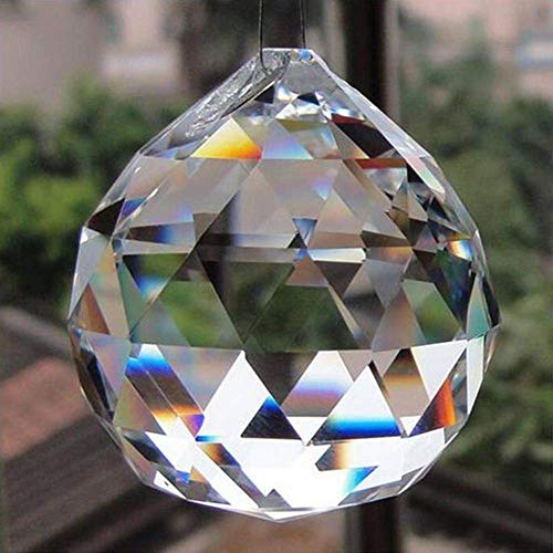 Petrichor Clear Crystal Hanging Ball Feng Shui Prisms Sun-Catcher Window Decorative Good Luck Prosperity - Home Decoration/Gifting (40 MM)