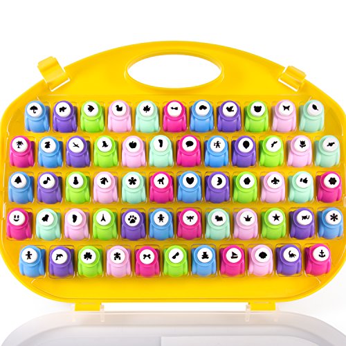 Scrapbook Paper Punch - 58pc Mini Paper Hole Punchers w Case - All Different Crafting Designs - Great Gift