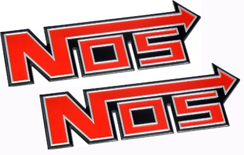 2 x (Pair/Set) Nitrous Oxide NOS System Aluminum Badge Emblems Boost JDM