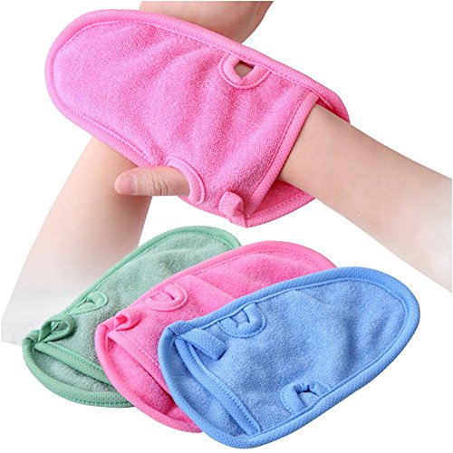 3PCS Bathing Mittens Shower Soft Skin Care Face Body Wash Massage Spa Mitt for Adult and Kids(Color Random)