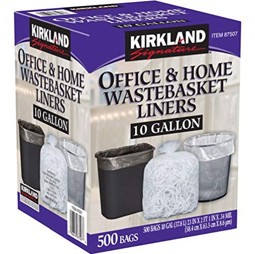 Kirkland Signature Wastebasket Liners, Clear, 10 Gallon, 500 ct