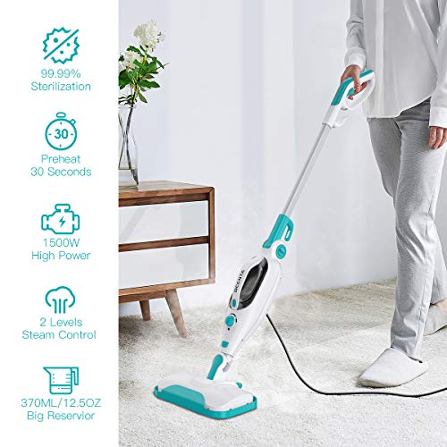 Dcenta Steam Mop Cleaner,12 in 1 Convenient Detachable Handheld Steam Cleaner for Hardwood,Tiles,Carpet with Multifunctional Tools,1500W Handheld Steamer for Home,Kitchen,Garment