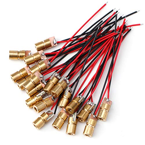 20pcs 5V 650nm 5mW Red Dot Laser Head Red Laser Diode Laser Tube with Leads Head Outer Diameter 6mm