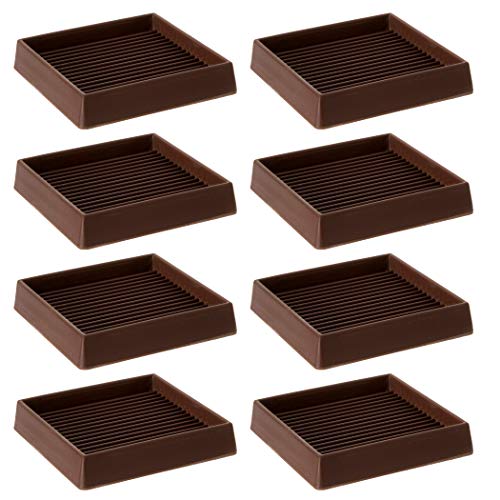 CalPalmy 3X3 Square Rubber Furniture Caster Cups with Anti-Sliding Floor Grip | Customer Trusted Furniture Floor Cups and Furniture Floor Protectors (Set of 8)