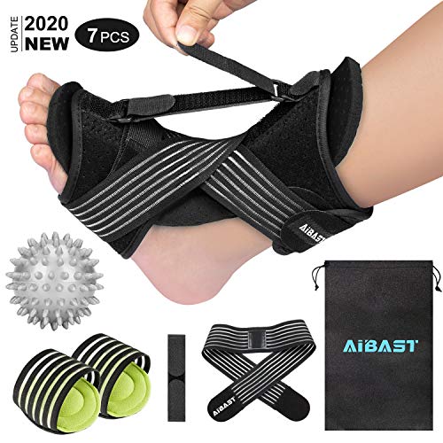 2020 New Upgraded Black Night Splint for Plantar Fascitis, AiBast Adjustable Ankle Brace Foot Drop Orthotic Brace for Plantar Fasciitis, Arch Foot Pain, Achilles Tendonitis Support for Women, Men