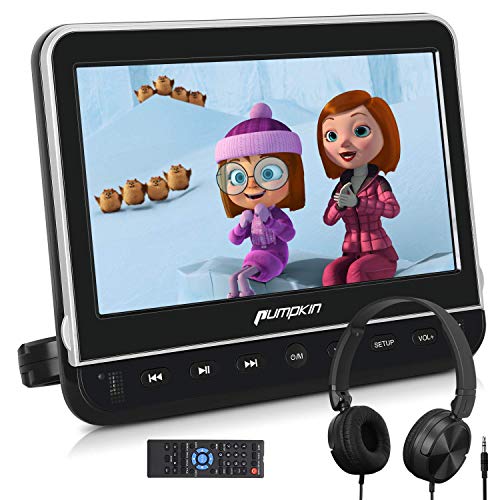 PUMPKIN 10.1 Inch Car Headrest DVD Player with Headphone, Support HDMI Input, 1080P Video, AV in Out, Region Free, USB SD, Last Memory, Mounting Brackets Included