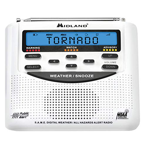 Midland - WR120B/WR120EZ - NOAA Emergency Weather Alert Radio - S.A.M.E. Localized Programming, Trilingual Display, 60+ Emergency Alerts, & Alarm Clock (WR120B - Box Packaging)