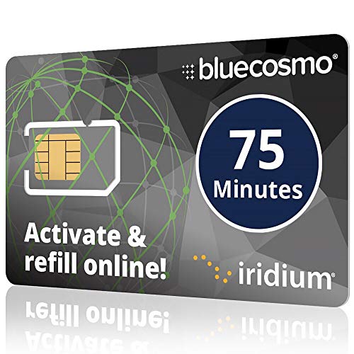 BlueCosmo Iridium 75 Min Prepaid Global SIM Card - Satellite Phone Airtime - 30 Day Expiry - No Activation Fee – No Monthly Fee - Refillable - Rollover - Easy 24/7 Online Activation and Refills