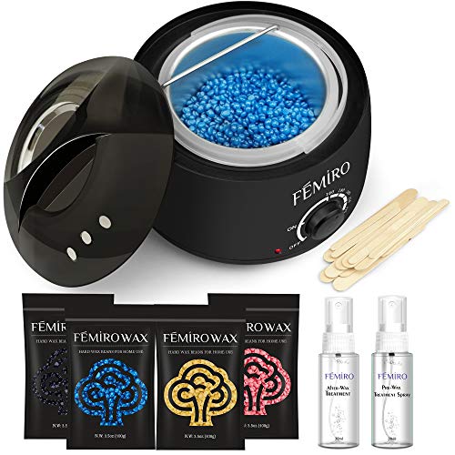 Femiro FE-07 Waxing Kit, Wax Warmer Hard Wax Beans Hair Removal Kit with Wax Treatment Spray for Women Men At Home Waxing