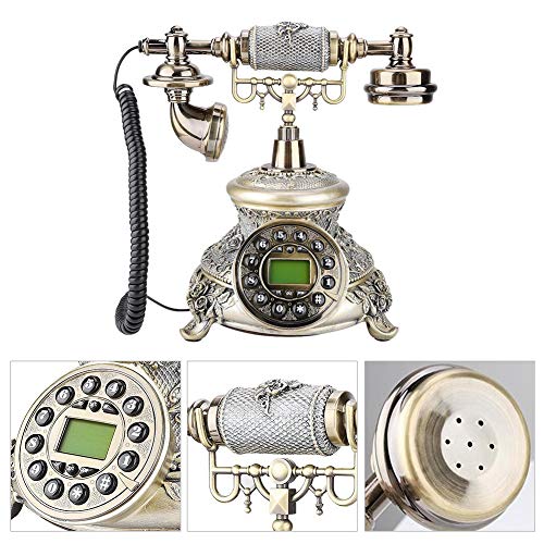 Bewinner Antique Decorative Telephones,EU Retro Style Resin Landline Home Office Telephone Desk Phone,Automatic Detection of FSK and DTMF Caller ID,Su