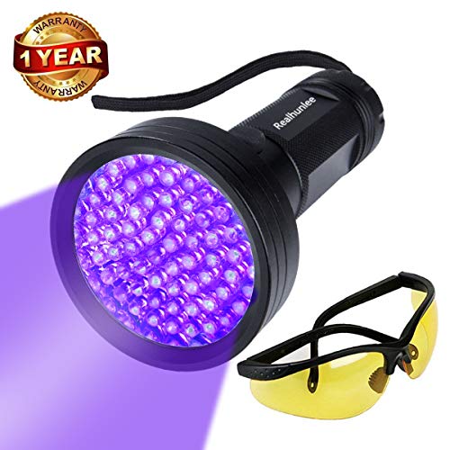 UV Black Light Flashlight, Super Bright 68 LED Pet Dog Cat Urine Detector light Flashlight for Pet Urine Stains, Professional Blacklight Flashlight with UV Sunglasses for Scorpions Hunting