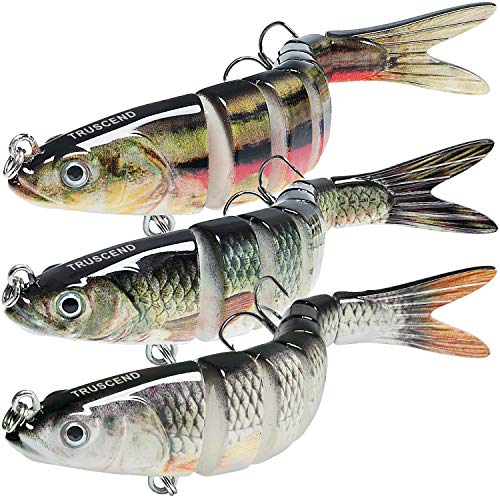 TRUSCEND Fishing Lures for Bass Trout 5.4' Multi Jointed Swimbaits Slow Sinking Bionic Swimming Lures Bass Freshwater Saltwater Bass Fishing Lures Kit Lifelike (Combo-H)