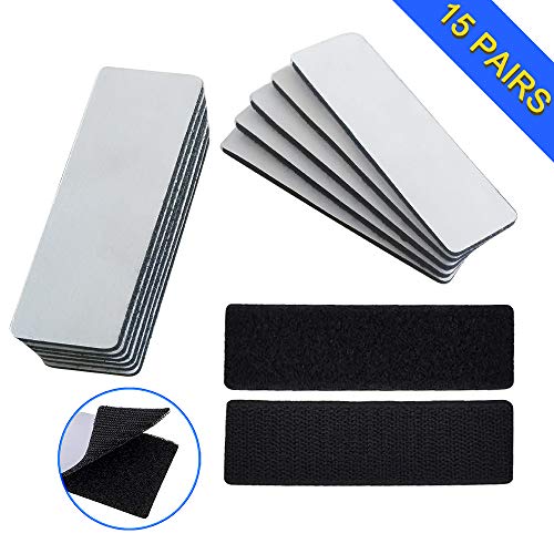 15 Pcs Heavy Duty Hook and Loop Tape Strips with Adhesive Sticky Back Fastener - Double Side Mounting Tape Industrial Strength Interlocking Tape for Home School Office