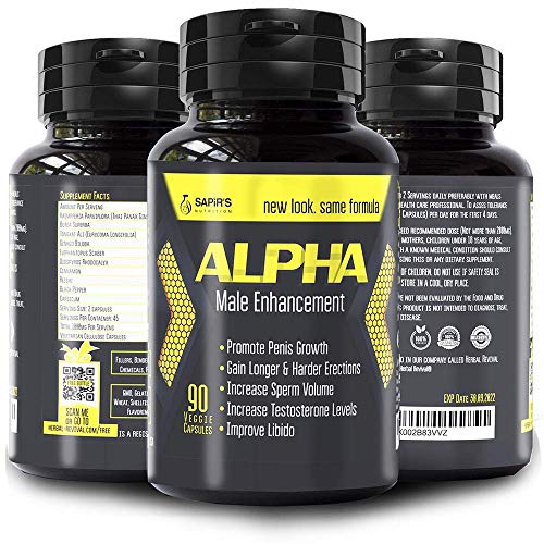 ALPHA MALE Enlargement Pills For Men - Natural Stamina Fuel For Men, Male Testosterone Booster, 90 Capsules, Workout Supplements For Men, Male Performance Enhancement Pills, Blood Flow Pills For Men