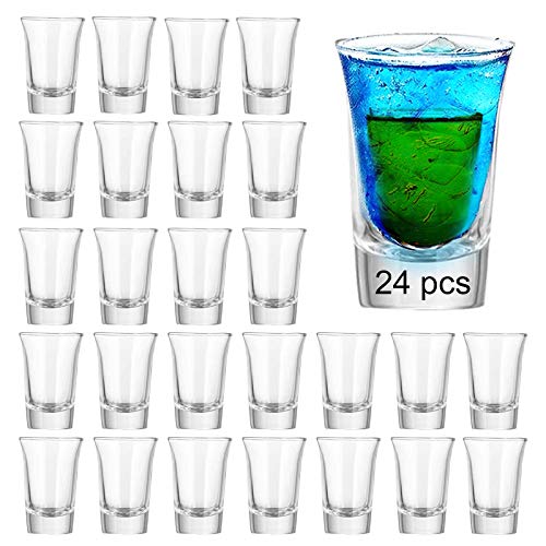 Farielyn-X Shot Glass Set with Heavy Base Bulk, 1.2 oz Clear Glasses for Whiskey and Liqueurs (24 pack)