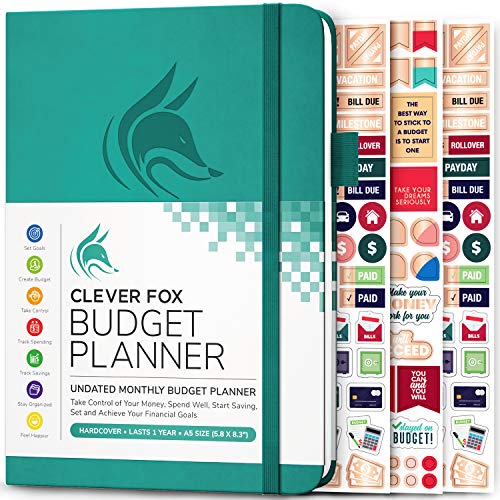 Clever Fox Budget Planner - Expense Tracker Notebook. Monthly Budgeting Journal, Finance Planner & Accounts Book to Take Control of Your Money. Undated - Start Anytime. A5 Size Turquoise Hardcover