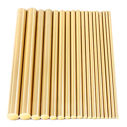 Swpeet 18Pcs Assorted Brass Solid Round Rod Lathe Bar Stock Kit, Diameter 2mm-8mm Length 100mm, Perfect for Various Shaft, Miniature Axle, Model Plane, Model Ship, Model Cars