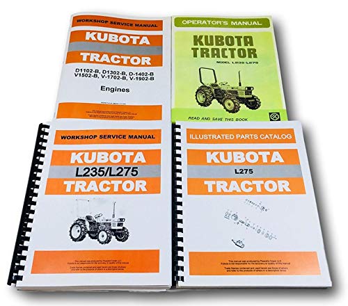 Kubota L275 Tractor Service Engine Chassis Operators Manual Parts Catalog Ovhl