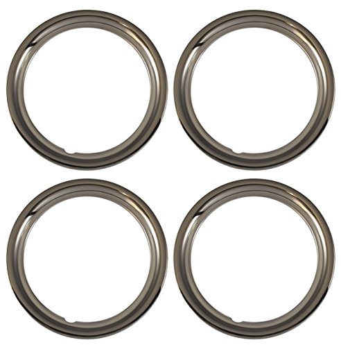 Set of 4 Chrome plated Steel 15' Universal 1.75 inch Beauty Trim Rings 1515C