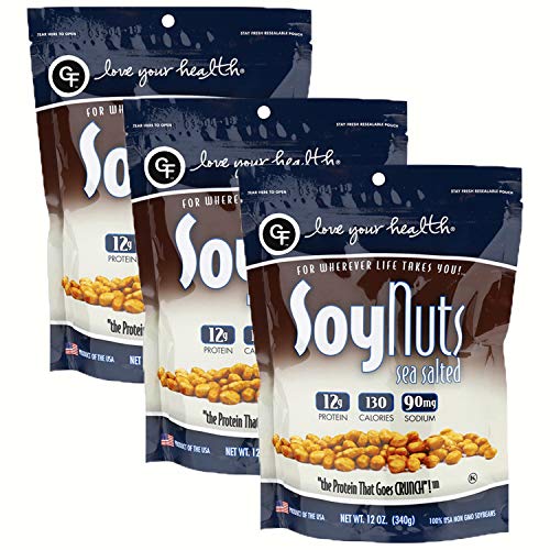 Love Your Health Sea Salted Soy Nuts - Protein Rich Soy Nuts - Dry Roasted, Non-GMO, Gluten-Free Healthy Snacks - Soy Protein Snacks for Men & Women - Lightly Salted Soy Nut Pack - 3 Pack