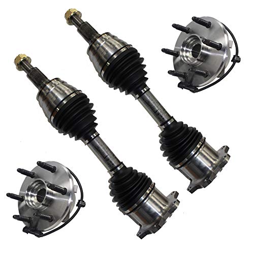 Detroit Axle - Pair (2) Front CV Axle Shafts + Pair (2) Front Wheel Hub & Bearing Assembly for Chevy GMC Savana Escalade Avalanche Silverado Sierra 1500-6 Stud 4x4 ONLY - CHECK FITMENT CHART