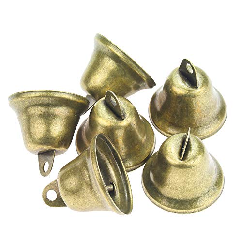 Powlankou 40 Pieces 38mm/1.5inch Vintage Jingle Bells Bronze Tone Bells Brass Bell Hangings for Christmas Wind Chimes Making Crafts Decorations