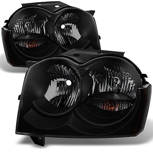 For Jeep Grand Cherokee Replacement Headlights Driver/Passenger Black Head Lamps Pair New