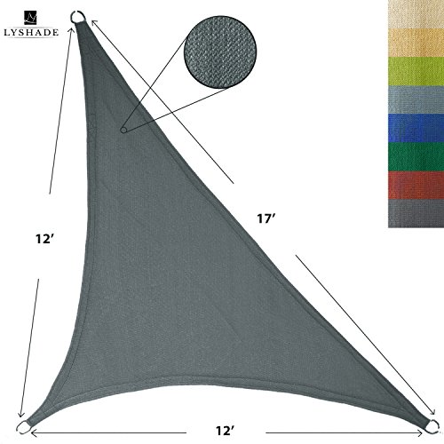 LyShade 12' x 12' x 17' Right Triangle Sun Shade Sail Canopy (Cool Grey) - UV Block for Patio and Outdoor