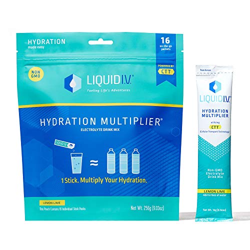 Liquid I.V. Hydration Multiplier, Electrolyte Powder, Easy Open Packets, Supplement Drink Mix (Lemon Lime, 16 Count)