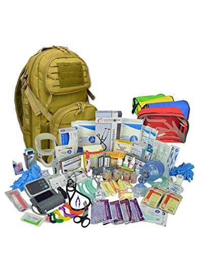 Lightning X Premium Stocked Tactical EMS/EMT Trauma First Aid Responder Medical Kit Backpack - Desert Tan