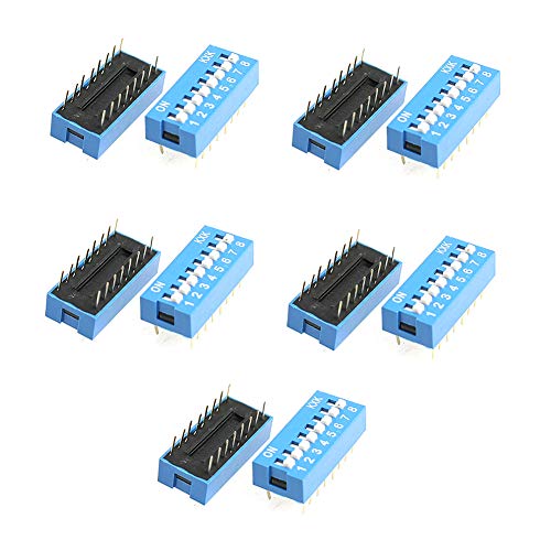 Yohii Double Row Dip Switch Assorted 8 Positions 2.54mm Pitch 16 Pin -10pcs