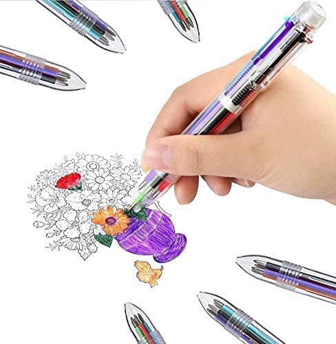 SMTTW 4 Pack 0.5mm 6-in-1 Multicolor Ballpoint Pen - Best for Smooth Writing-Retractable Ballpoint Pens for Office School Supplies Students Children Gift