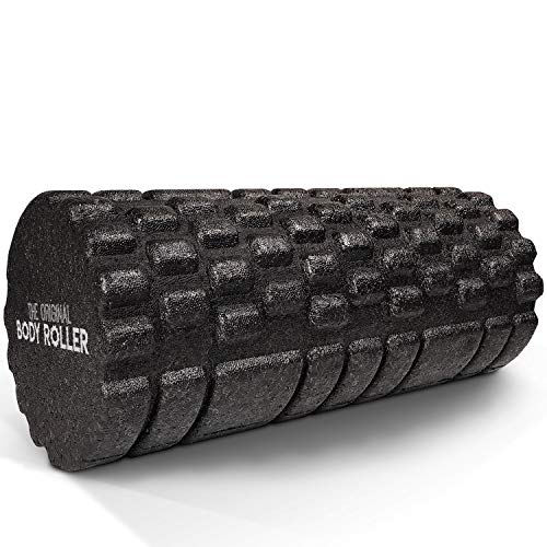 The Original Body Roller - High Density Foam Roller Massager for Deep Tissue Massage of The Back and Leg Muscles - Self Myofascial Release of Painful Trigger Point Muscle Adhesions - 13' Black