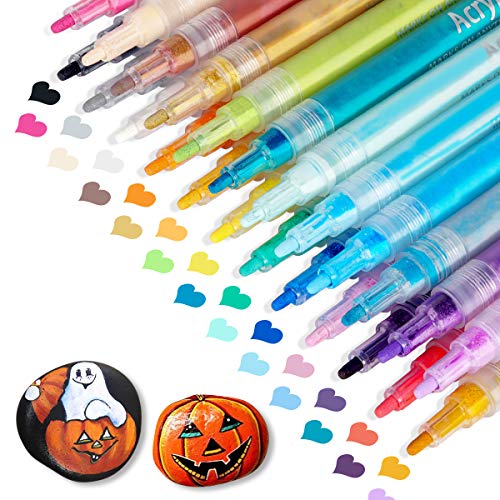 Paint Pens for Rock Painting, Stone, Ceramic, Glass, Wood, 24 Colors Acrylic Paint Pens Washable Paint Markers for Kids Adults Arts and Crafts School Supplies