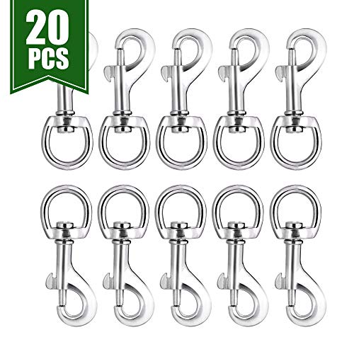 Swivel Snap Hooks for Dog Leash Collar Linking, FANGZHIDI 20pcs Heavy Duty Eye Bolt Metal Buckle Trigger Clip- Best for Purse Making, Spring Pet Buckle, Keychain, Handmade Crafts DIY Project