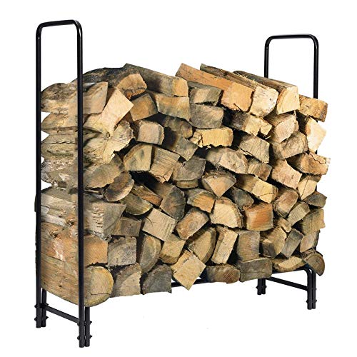 KINGSO 4ft Firewood Rack Outdoor Heavy Duty Log Rack Firewood Storage Rack Holder Steel Tubular Easy Assemble Fire Wood Rack for Patio Deck Log Storage Stand for Indoor Outdoor Fireplace Tool