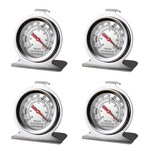 4 Pack Sliver Refrigerator Freezer Thermometer Large Dial Thermometer