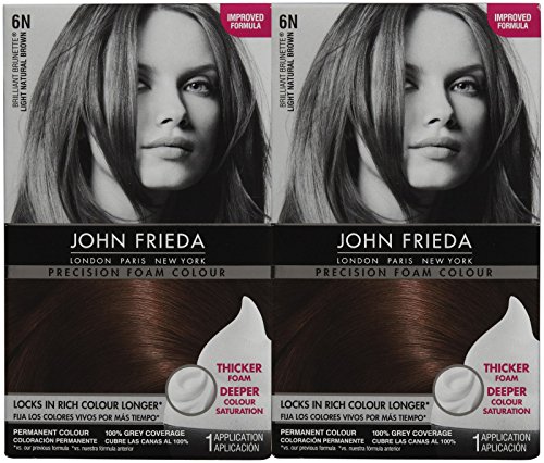 John Frieda Precision Foam Hair Colour, Light Natural Brown 6N, 2 pk