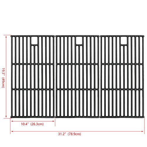 Hisencn Grill Grates for Brinkmann 810-8501, Charmglow 720-0125, Jenn Air 720-0337, Nexgrill 720-0003, Perfect Flame Gas Grill Models, 19 1/4' Cast Iron Cooking Grid Replacement Parts