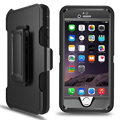 iPhone 6 Plus Case, iPhone 6s Plus Defender Case with Belt Clip, Kickstand, Holster, Heavy Duty, Built-in Screen Protector Rugged Rubber Case Compatible with iPhone 6 Plus/6s Plus(5.5')