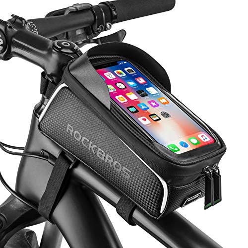 Bike Phone Front Frame Bag Bicycle Bag Waterproof Bike Phone Mount Top Tube Bag Bike Phone Case Holder Accessories Cycling Pouch Compatible with iPhone 11 XS Max XR Below 6.5”