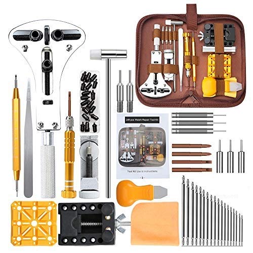 Watch Repair Kit, E·Durable Professional Spring Bar Tool Set 149 in 1 Watch Battery Replacement Tool Kit with Mannual and Carrying Bag Durable Watch Repair Tool Screwdriver Spring Bar Tool Set