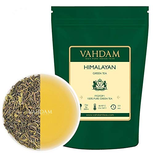 VAHDAM, Green Tea Leaves from Himalayas (100+ Cups) 9oz Bag - 100% Natural Weight Loss Tea & Slimming Tea - POWERFUL ANTI-OXIDANTS, Brew Hot Tea, Iced Tea or Kombucha Tea, Green Tea Loose Leaf