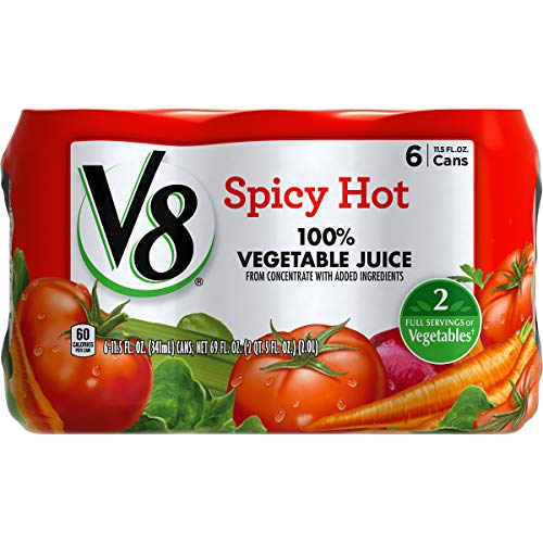 V8 Spicy Hot 100% Vegetable Juice, 11.5 oz. Can (4 packs of 6, Total of 24)