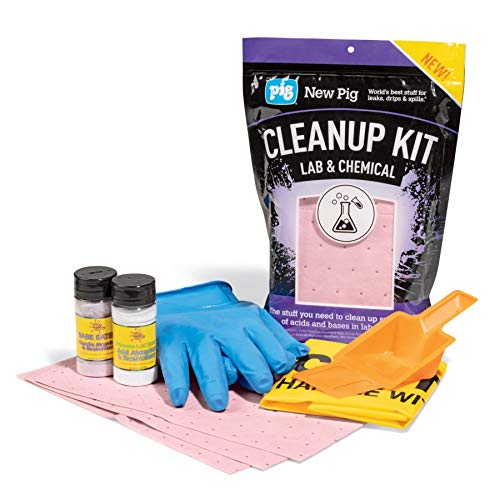 Chemical Spills Lab Clean Up by New Pig | Hospital Spill Kit | Pig Hazmat Absorbent Mats | Acid and Base Neutralizers | Emergency Response Spill Kit | Includes PPE