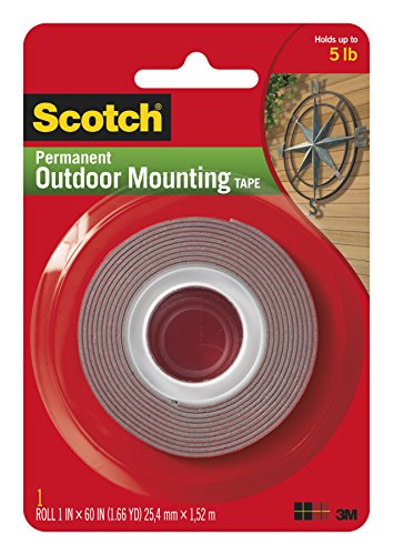 Heavy-Duty Exterior Mounting Tape, Holds 5 lb., 1 in x 60 in Roll