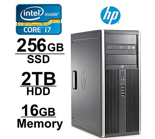 HP Elite 8200 Mini-Tower Workstation - Core i7 upto 3.8GHZNew 250GB SSD + 2TB HDD - 16GB RAM - WIFI - 1GB Video Card w/ HDMI - DVD-ROM - Windows 10 Pro 64-Bit - (Renewed)