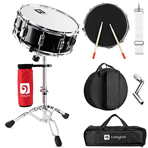 Vangoa Snare Drum Set, Student Snare Drum Kit with Stand, Drum Mute Pad, 5A Drum Sticks, Drum Keys, Sticks, 14'X 5.5'