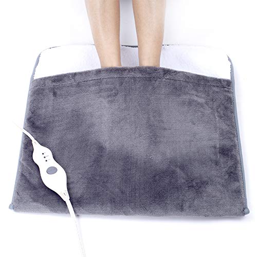 Electric Heated Foot Warmers for Men and Women Foot Heating Pad Electric with Fast Heating Technology Heating Pad Feet Warmer Auto Shut Off with 3 Temperature Setting by Gintao 22×20 inches Gray